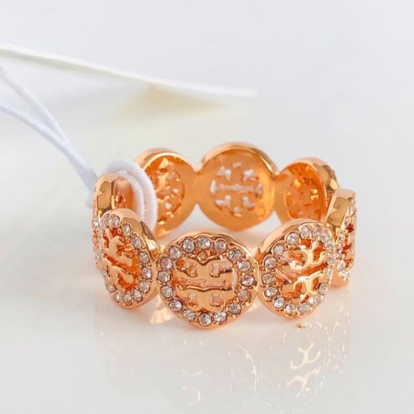 NWT Tory Burch Miller Swarovski Crystal Pave Ring Rose Gold Rtl $215 - Picture 2 of 7